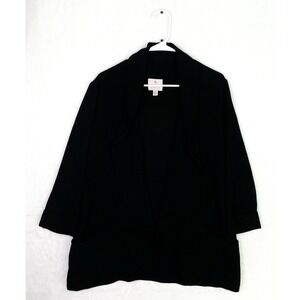 Ellane‎ Rose Black Open Front Dress Top Jacket Blazer Size XL Black Career Top